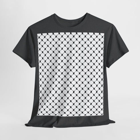 Keffiyeh Pattern Heavy Cotton Tee - Modern Mesh Design Streetwear T-Shirt